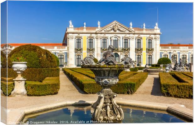 FOUNTAIN AND NATIONAL PALACE IN QUELUZ PORTUGAL: One of the last Canvas Print by Dragomir Nikolov