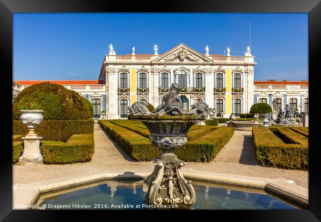 FOUNTAIN AND NATIONAL PALACE IN QUELUZ PORTUGAL: One of the last Framed Print by Dragomir Nikolov