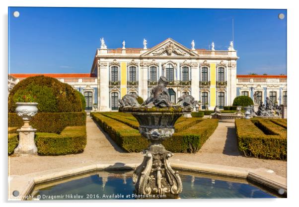 FOUNTAIN AND NATIONAL PALACE IN QUELUZ PORTUGAL: One of the last Acrylic by Dragomir Nikolov