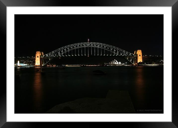 Sydney Bridge by night Framed Mounted Print by Nigel Coomber