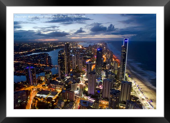 Surfers Paradise Framed Mounted Print by john vince