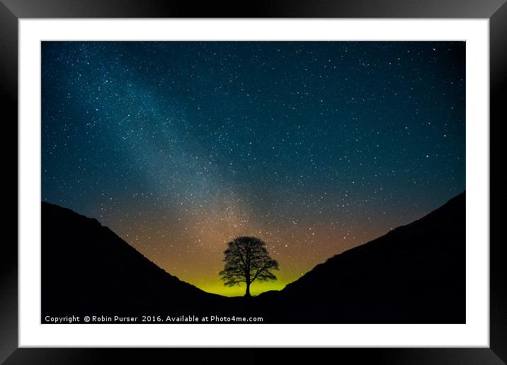 The Remnants of an Aurora Over Sycamore Gap Framed Mounted Print by Robin Purser