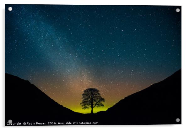 The Remnants of an Aurora Over Sycamore Gap Acrylic by Robin Purser