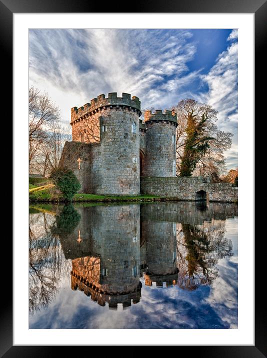 Whittington Castle in Shropshire reflecting  Framed Mounted Print by Steve Heap