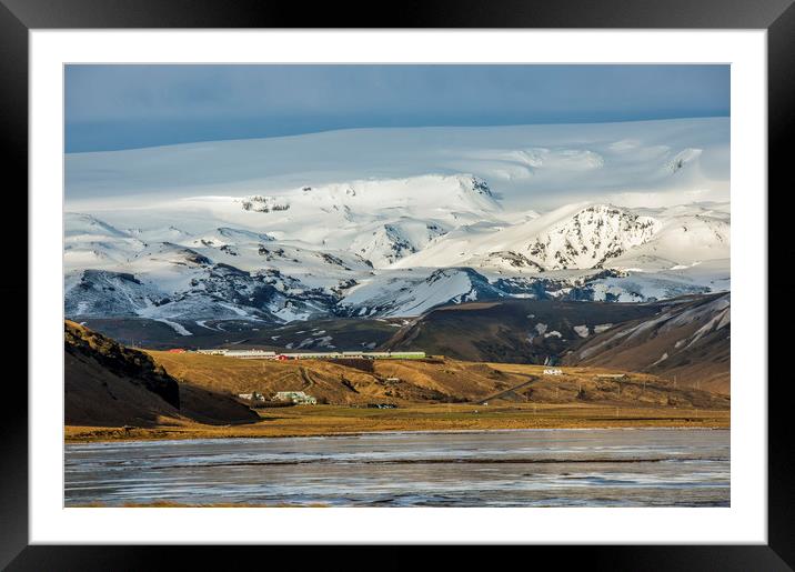 Mountains behind Reynisfjara Beach Iceland Framed Mounted Print by Nick Jenkins