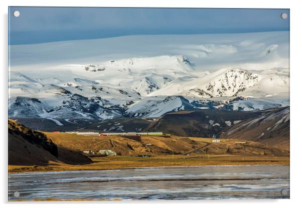 Mountains behind Reynisfjara Beach Iceland Acrylic by Nick Jenkins