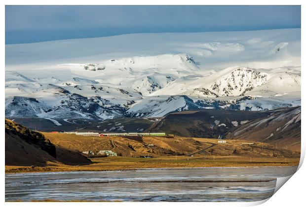 Mountains behind Reynisfjara Beach Iceland Print by Nick Jenkins