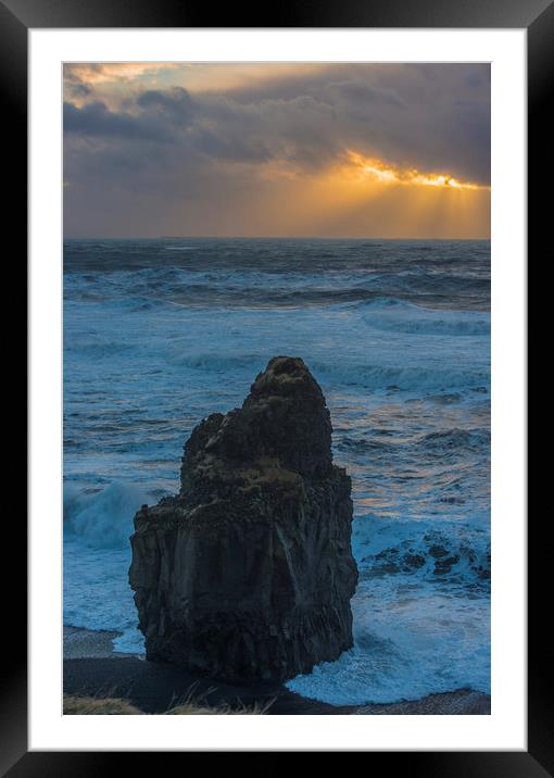 Sunset off Reynisfjara Beach Iceland Framed Mounted Print by Nick Jenkins