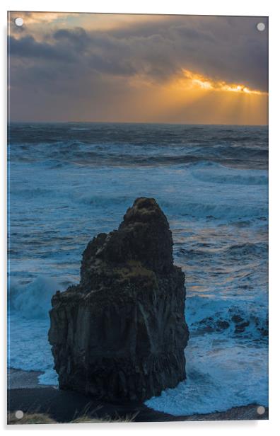 Sunset off Reynisfjara Beach Iceland Acrylic by Nick Jenkins