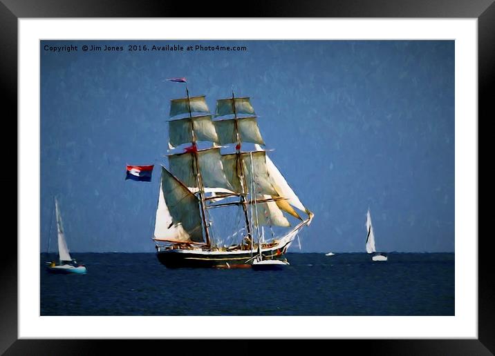 Painterly Sailing Ship Framed Mounted Print by Jim Jones