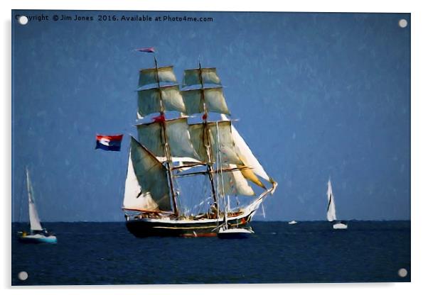 Painterly Sailing Ship Acrylic by Jim Jones