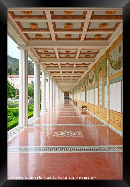 Getty Villa Covered Walkway Framed Print by Jamie Pham
