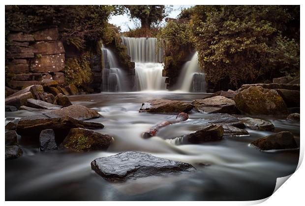 Penllergare waterfalls Print by Leighton Collins