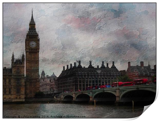     Westminster Bridge London                      Print by sylvia scotting