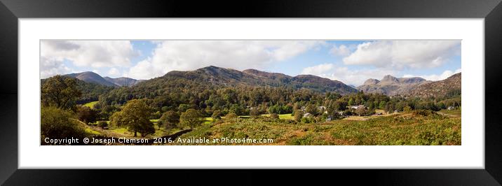 Elterwater village and Langdale in the Lake Distri Framed Mounted Print by Joseph Clemson
