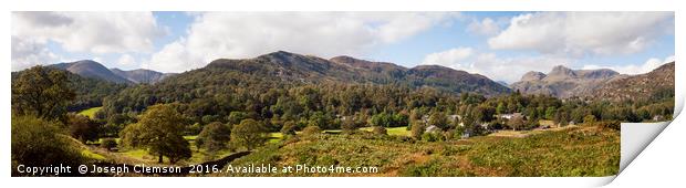 Elterwater village and Langdale in the Lake Distri Print by Joseph Clemson