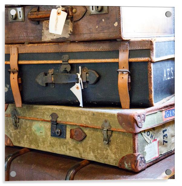 Vintage Luggage Acrylic by Jackie Davies