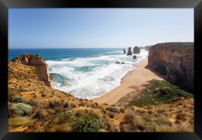 Twelve Apostles Sea Rocks - Great Ocean Road, Aust Framed Print by Jackie Davies