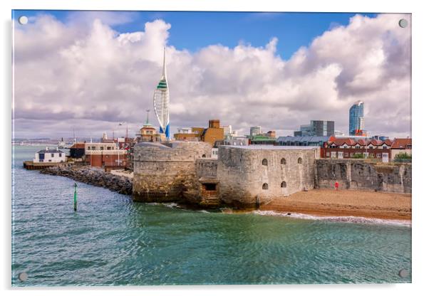 Round Tower Portsmouth Acrylic by Wight Landscapes