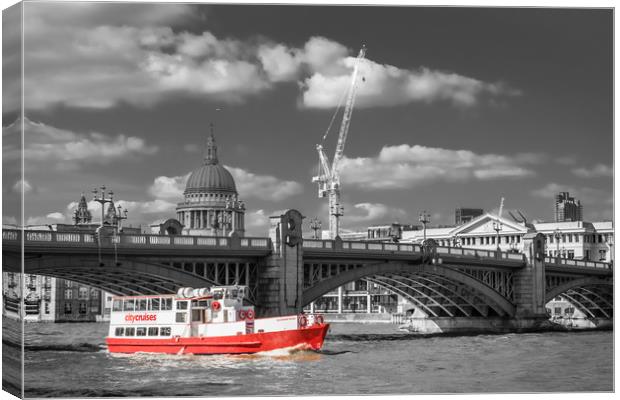 Red Boat on the Thames Canvas Print by George Cairns