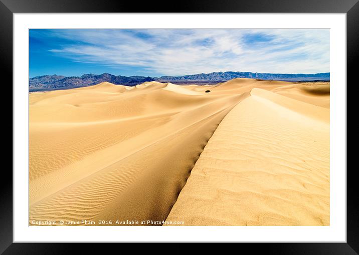 Panoramic view of sand dunes in Death Valley Framed Mounted Print by Jamie Pham