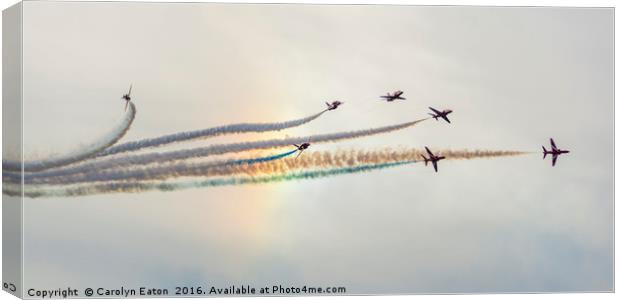 Red Arrows and a Rainbow at Chatsworth Canvas Print by Carolyn Eaton