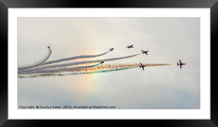 Red Arrows and a Rainbow at Chatsworth Framed Mounted Print by Carolyn Eaton