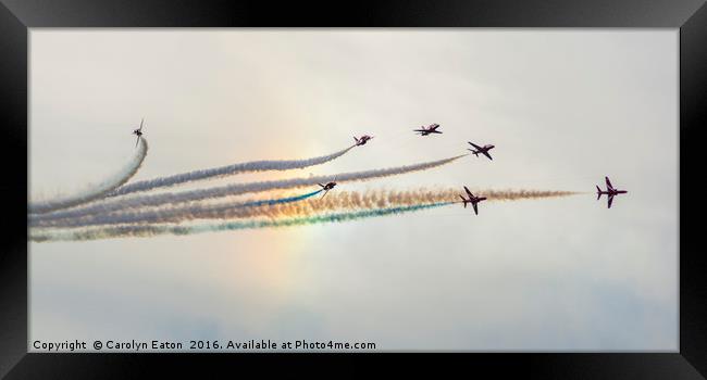 Red Arrows and a Rainbow at Chatsworth Framed Print by Carolyn Eaton