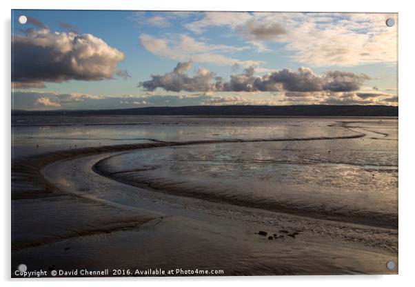 River Dee Estuary Tidal Mudflats Acrylic by David Chennell