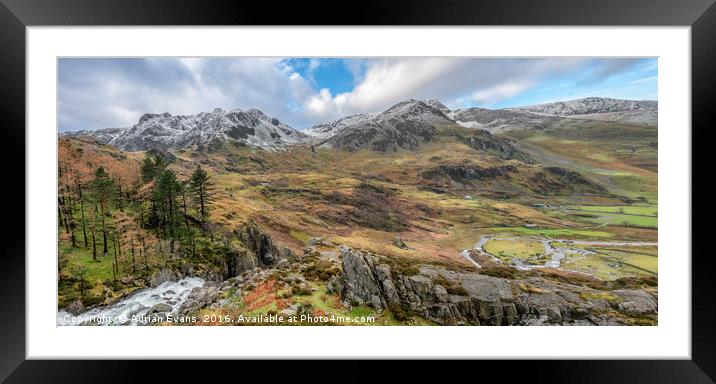 Nant Ffrancon Pass Snowdonia Wales Framed Mounted Print by Adrian Evans