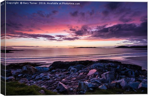 Traigh lar Sunset Isle of Harris Canvas Print by Gary Turner