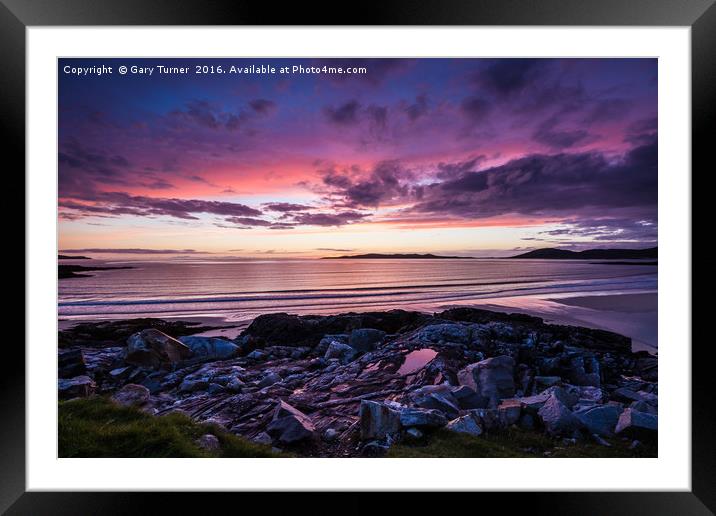 Traigh lar Sunset Isle of Harris Framed Mounted Print by Gary Turner