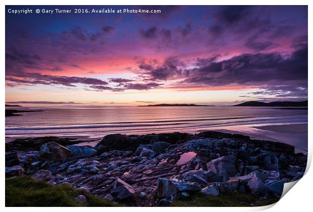 Traigh lar Sunset Isle of Harris Print by Gary Turner