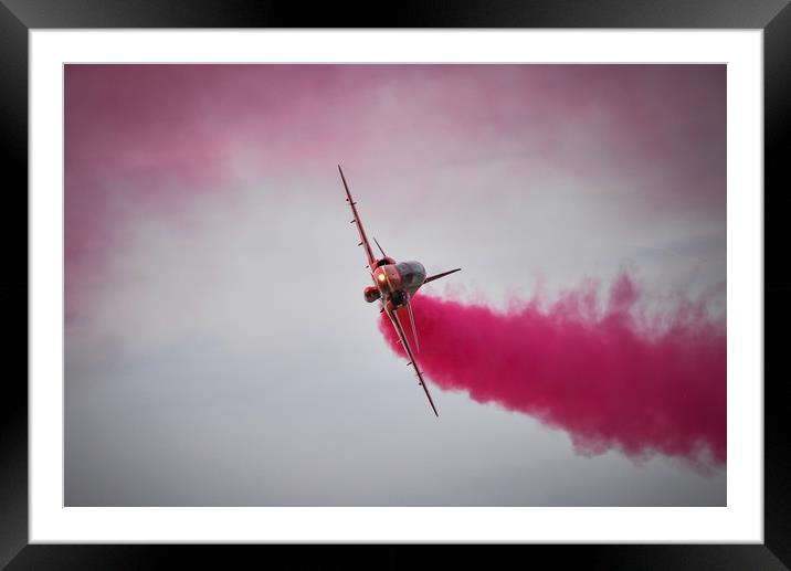 RAF Red Arrow Hawk Jet with smoke on  Framed Mounted Print by Andrew Scott