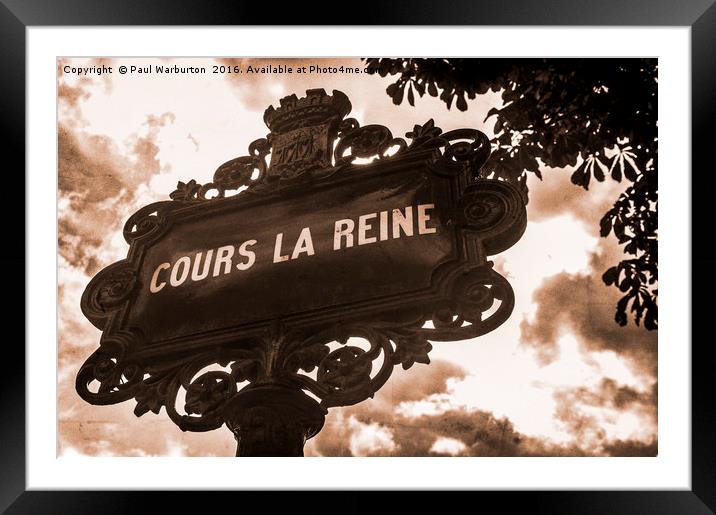 Distressed Parisian Street Sign Framed Mounted Print by Paul Warburton
