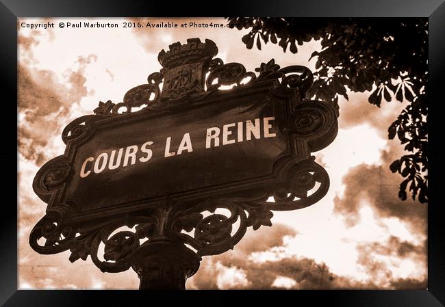 Distressed Parisian Street Sign Framed Print by Paul Warburton