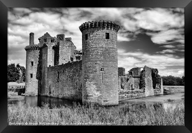 Caerlaverock Castle mono Framed Print by Angus McComiskey