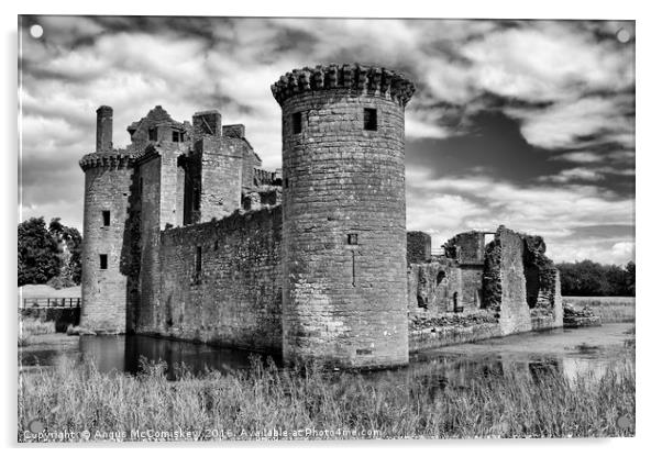 Caerlaverock Castle mono Acrylic by Angus McComiskey