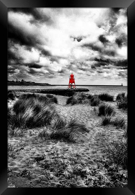 Red Groyne in a Mono World Framed Print by Toon Photography