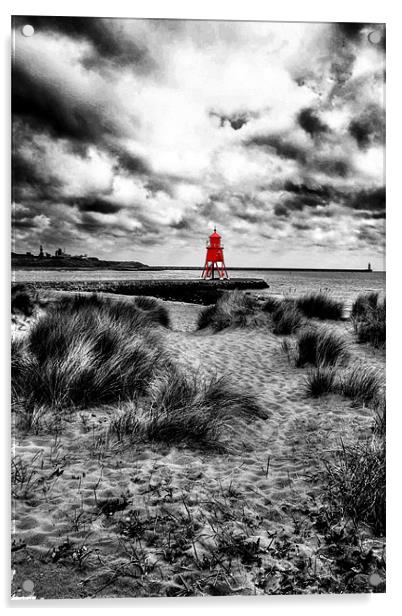 Red Groyne in a Mono World Acrylic by Toon Photography