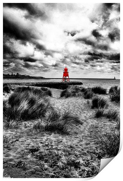 Red Groyne in a Mono World Print by Toon Photography