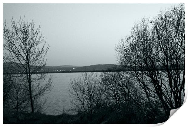 Fishmoor Reservoir Monochrome Print by Peter Elliott 