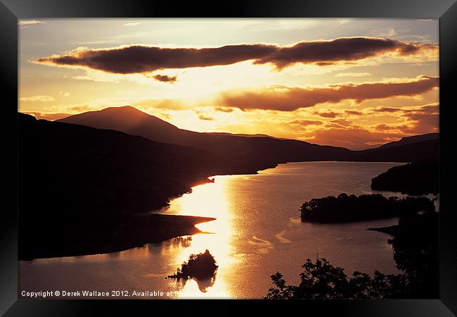Sunset over Loch Tummel Framed Print by Derek Wallace