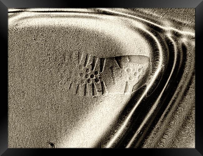 Footprint in the sand Framed Print by Ian Jeffrey