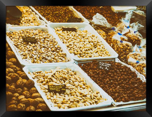 Nuts, Pistachio, Almonds And Peanuts For Sale In F Framed Print by Radu Bercan