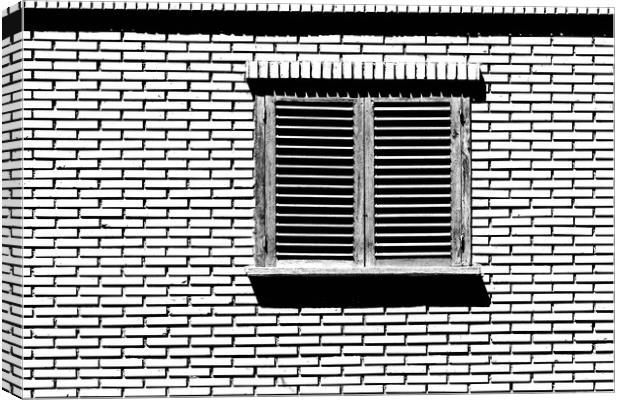 Simple House Window On Red Brick Wall Canvas Print by Radu Bercan