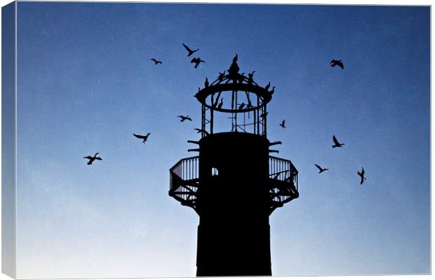 Lighthouse in silhouette   Canvas Print by Jackie Davies