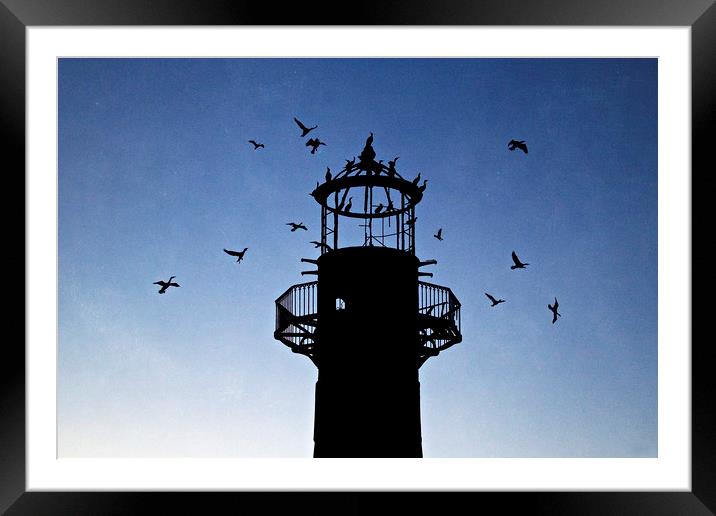 Lighthouse in silhouette   Framed Mounted Print by Jackie Davies
