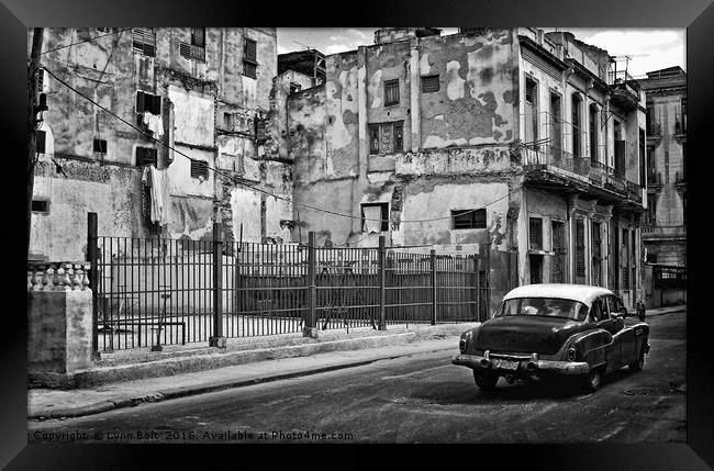 American Car in Havana Framed Print by Lynn Bolt