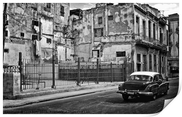 American Car in Havana Print by Lynn Bolt